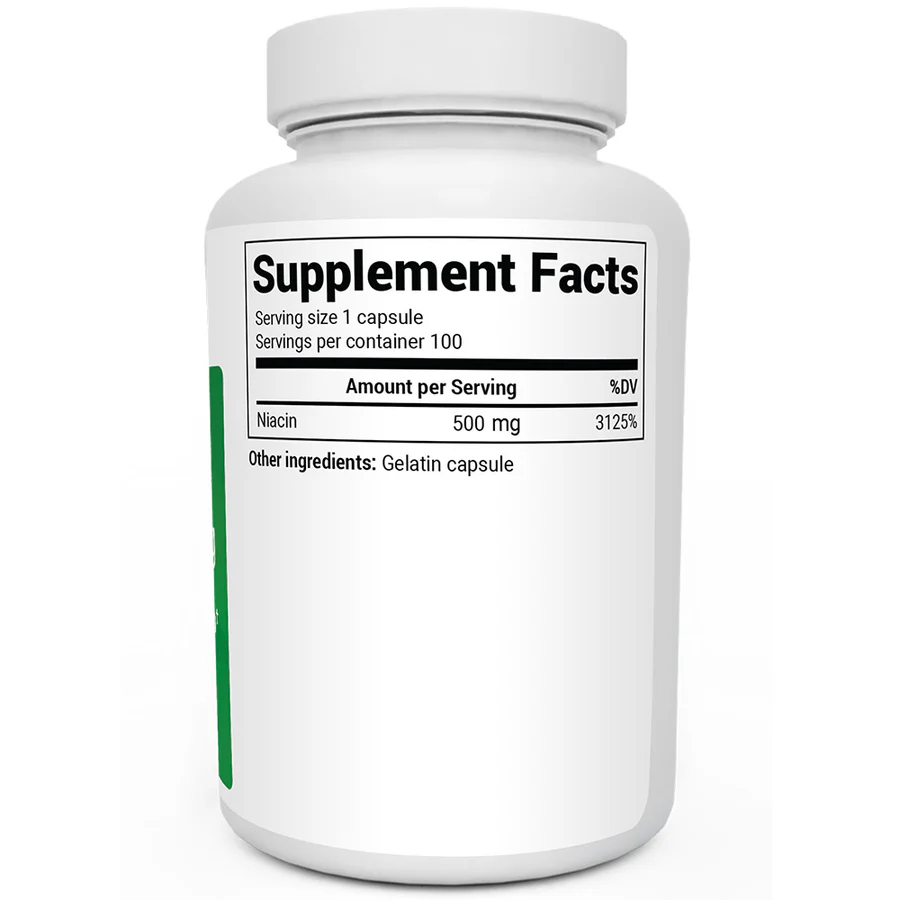 (預訂PRE-ORDER)煙酸 - 500 毫克維生素 B3 - 100 粒明膠膠囊(Niacin - 500 mg of Vitamin B3 - 100 Gelatin Capsules)