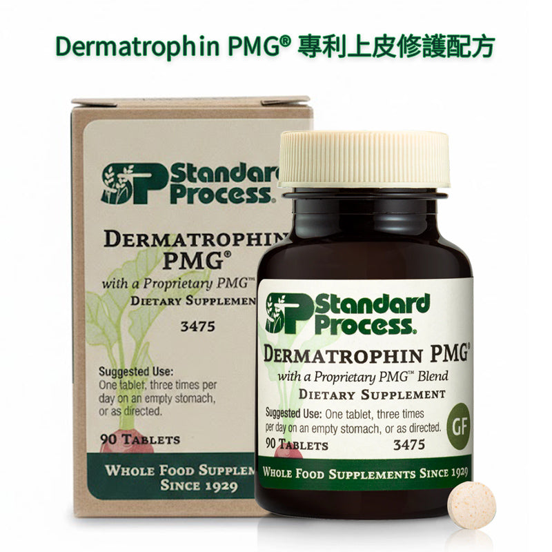 (預訂PRE-ORDER)Standard Process | Dermatrophin PMG® 專利上皮修護配方 (90/360 粒裝) 細胞級皮膚與腸道粘膜修復，維持結締組織健康