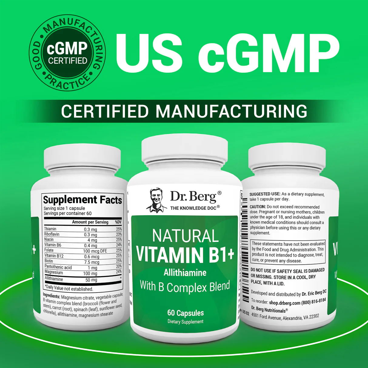 (預訂PRE-ORDER)天然維生素 B1+ 蒜硫胺與 B 複合物混合物 - 60 粒膠囊(Natural Vitamin B1+ Allithiamine with B Complex Blend - 60 Capsules)