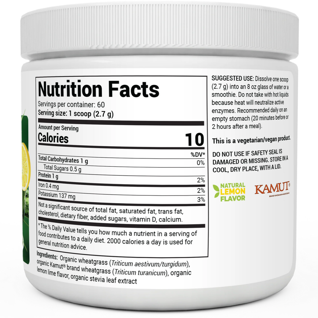 (預訂PRE-ORDER)Organic Raw Wheatgrass Juice Powder Lemon｜有機生小麥草汁粉檸檬164G