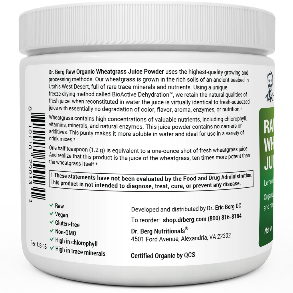(預訂PRE-ORDER)Organic Raw Wheatgrass Juice Powder Lemon｜有機生小麥草汁粉檸檬164G