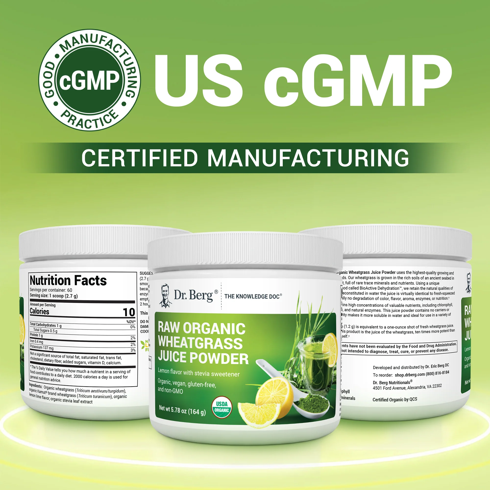 (預訂PRE-ORDER)Organic Raw Wheatgrass Juice Powder Lemon｜有機生小麥草汁粉檸檬164G