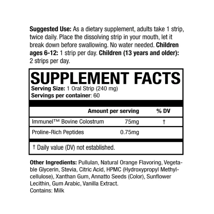 【強效免疫口溶片】SOVEREIGN LABORATORIES 牛初乳胜肽隨身防護盾試紙 (含專利 Immunel™) – 60條裝