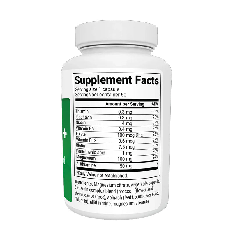 (預訂PRE-ORDER)天然維生素 B1+ 蒜硫胺與 B 複合物混合物 - 60 粒膠囊(Natural Vitamin B1+ Allithiamine with B Complex Blend - 60 Capsules)