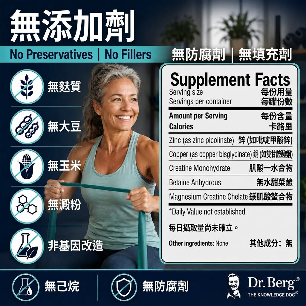 Dr. Berg Creatine Monohydrate Powder with Minerals 柏格醫生複合一水肌酸粉 (300g / 50份)
