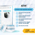 (預訂PRE-ORDER)【ACTIVE】洗衣機強效除垢錠(24入)｜12個月超值裝｜深層去污除異味｜HE前置及頂開式全適用｜天然環保化糞池安全｜徹底瓦解內桶與密封條垢｜潔淨除臭救星