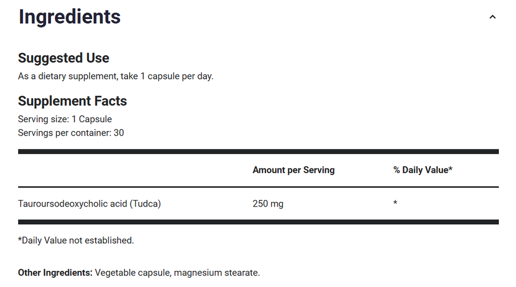 (預訂PRE-ORDER)TUDCA - 250 毫克牛磺熊去氧膽酸 - 30 粒素食膠囊(TUDCA - 250 mg of Tauroursodeoxycholic Acid - 30 Vegetable Capsules)