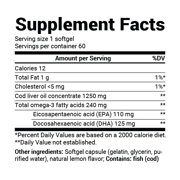(預訂PRE-ORDER)新品上市|鱈魚肝油膠囊Cod Liver Oil Capsules